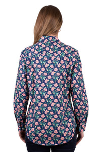 Hard Slog Womens Fauna 1/2 Button Long Sleeve Shirt