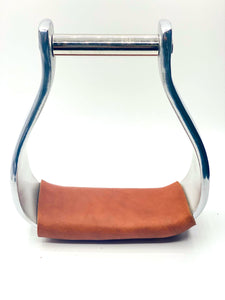 AUSTRALIAN STOCKMANS STIRRUP IRONS WITH LEATHER TREAD