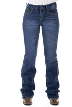 Load image into Gallery viewer, HITCHLEY &amp; HARROW HIGH RISE BOSTON OLIVE STITCH JEANS
