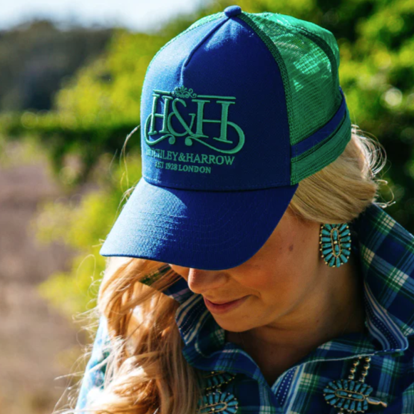 HITCHLEY & HARROW TRUCKER CAP - ROYAL BLUE & EMERALD