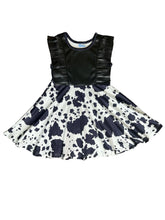 Load image into Gallery viewer, Shea Baby Cowprint Leather Top Fringe Dress
