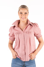 Load image into Gallery viewer, HITCHLEY &amp; HARROW LINEN COLLECTION - DUSTY PINK SHORT SLEEVE TOP
