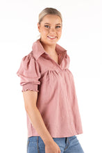 Load image into Gallery viewer, HITCHLEY &amp; HARROW LINEN COLLECTION - DUSTY PINK SHORT SLEEVE TOP
