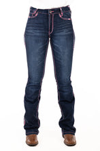 Load image into Gallery viewer, HITCHLEY &amp; HARROW ULTRA HIGH RISE WEST HOLLYWOOD NEON PINK STITCH JEANS
