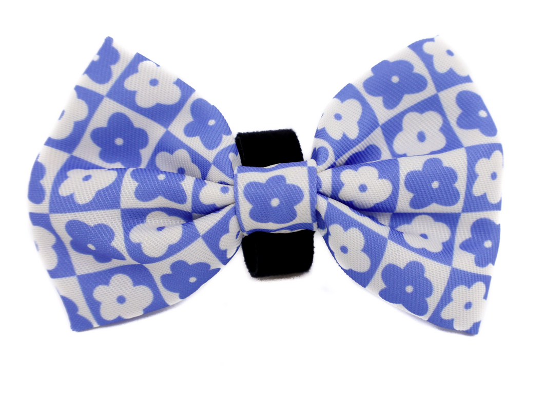 PABLO & CO BLUE CHECKERED DAISIES BOW TIE