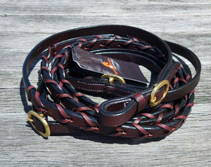 Toprail Lace Plait Leather Show Reins