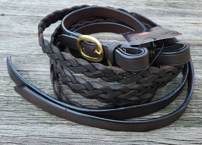 Toprail Secret Plait Split Leather Show Reins