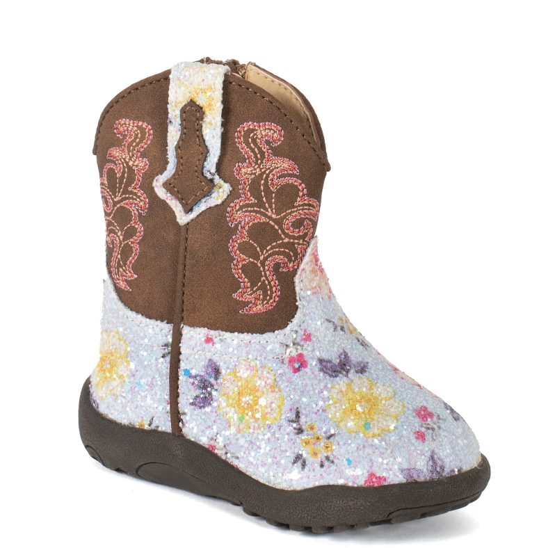Roper Infant Cowbaby Glitter Floral Boots