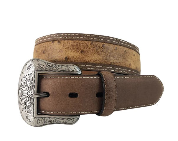 Roper Mens Belt Genuine Ostrich Print Leather