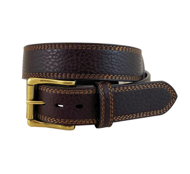 ROPER MENS PEBBLE GRAIN GENUINE LEATHER TRIPLE STITCHED BELT