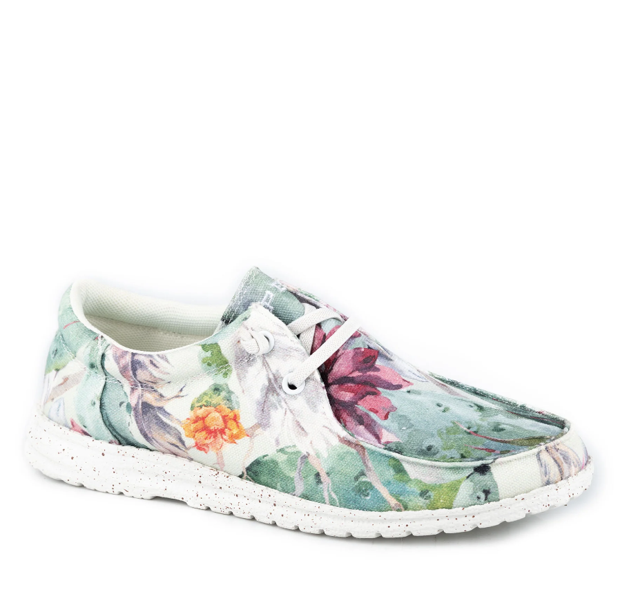 Roper Women's Hang Loose Loafers - Comfortable Slip-On Canvas Shoes With Elastic Laces & Memory Foam