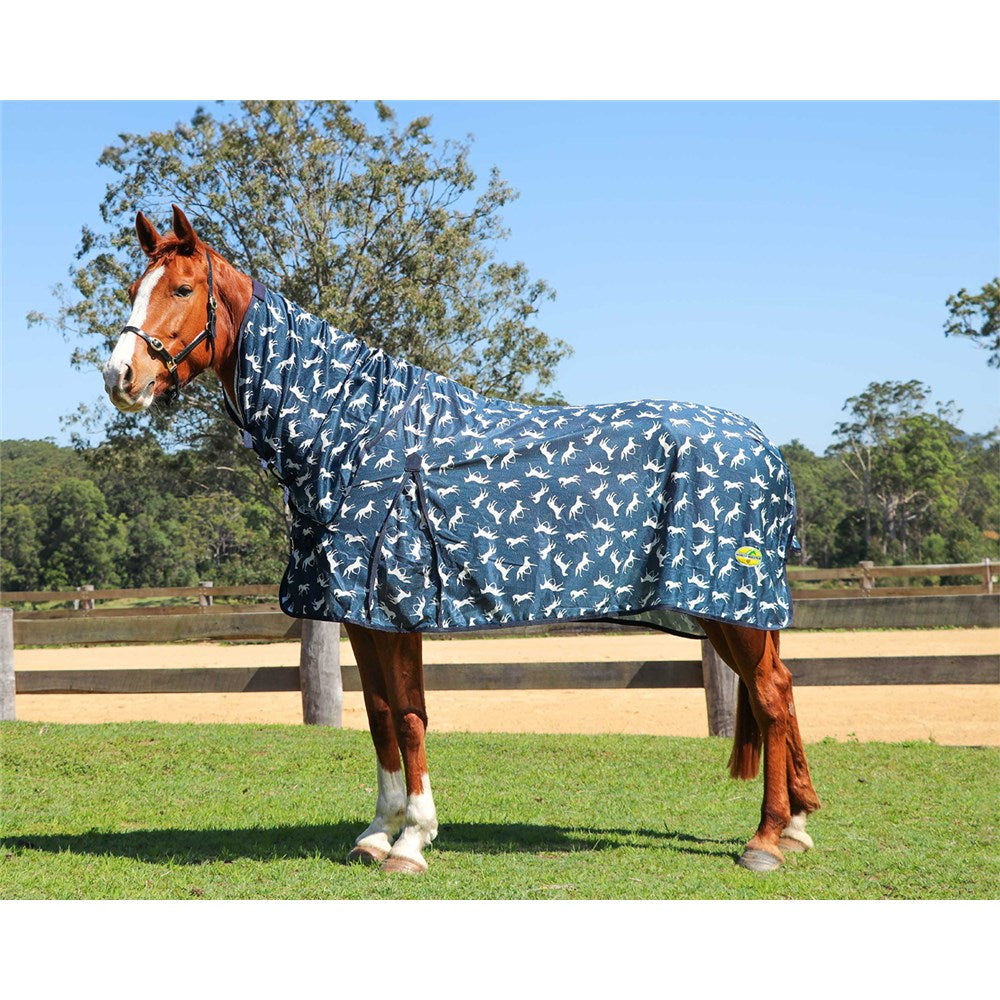 HORSEMASTER FLY MESH HORSE PRINT RUG COMBO