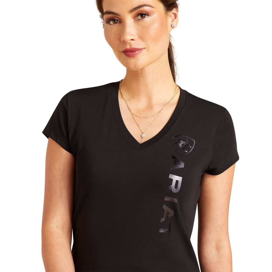 Ariat Womens Vertical Logo V Neck Short Sleeve Tshirt