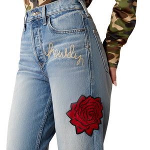 Ariat Womens Rodeo Quincy Ultra High Rise Straight Leg Crop Tomboy Jeans