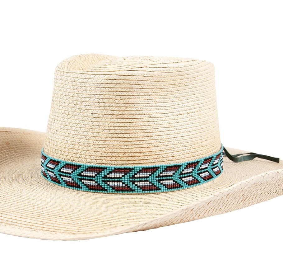 SUNBODY FLETCHING BEAD HATBAND WITH TIE END