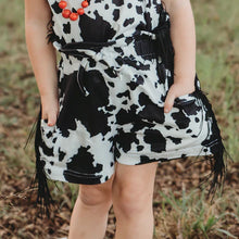 Load image into Gallery viewer, Shea Baby Cowprint Shorts With Fringe
