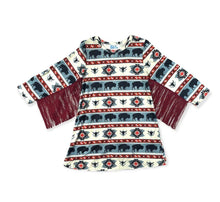 Load image into Gallery viewer, Shea Baby Buffalo Print Long Sleeve Fringe Dress
