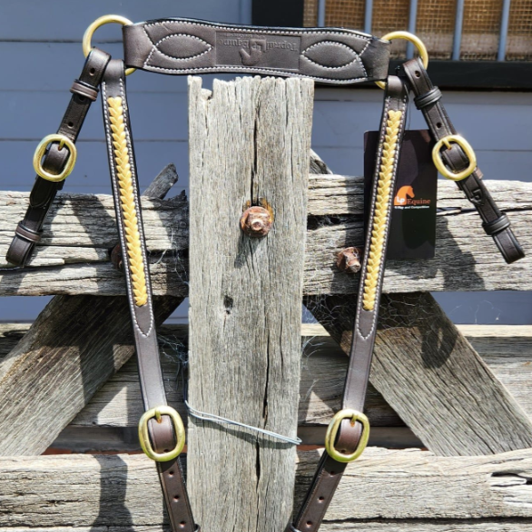 Toprail Leather Breastplate with Gold Plait