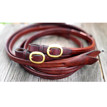 Load image into Gallery viewer, Toprail Soft Padded Split Show Reins With Popper Ends
