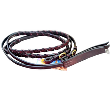 Load image into Gallery viewer, Toprail Lace Plait Split Leather Reins with End Flapper
