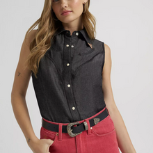 Load image into Gallery viewer, Lainey Wilson X Wrangler Womens Denim Sleeveless Shirt
