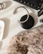 Load image into Gallery viewer, Alana Hammered Silver Textured Cuff Bangle
