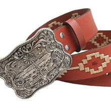 Load image into Gallery viewer, Pilbara Western Rodeo Buckle Navajo Leather Belt
