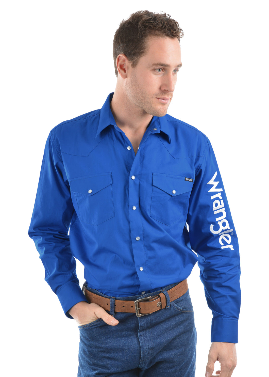 WRANGLER MENS LOGO RODEO LONG SLEEVE