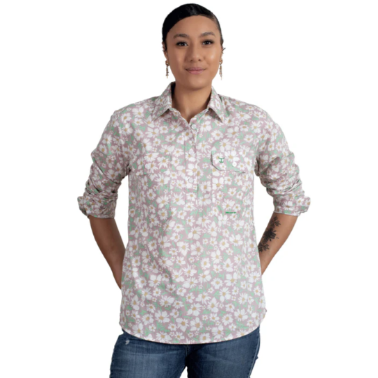 Just Country Womens Georgie Half Button Print Workshirt