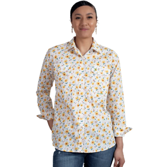 Just Country Womens ABBEY FULL BUTTON print workshirt