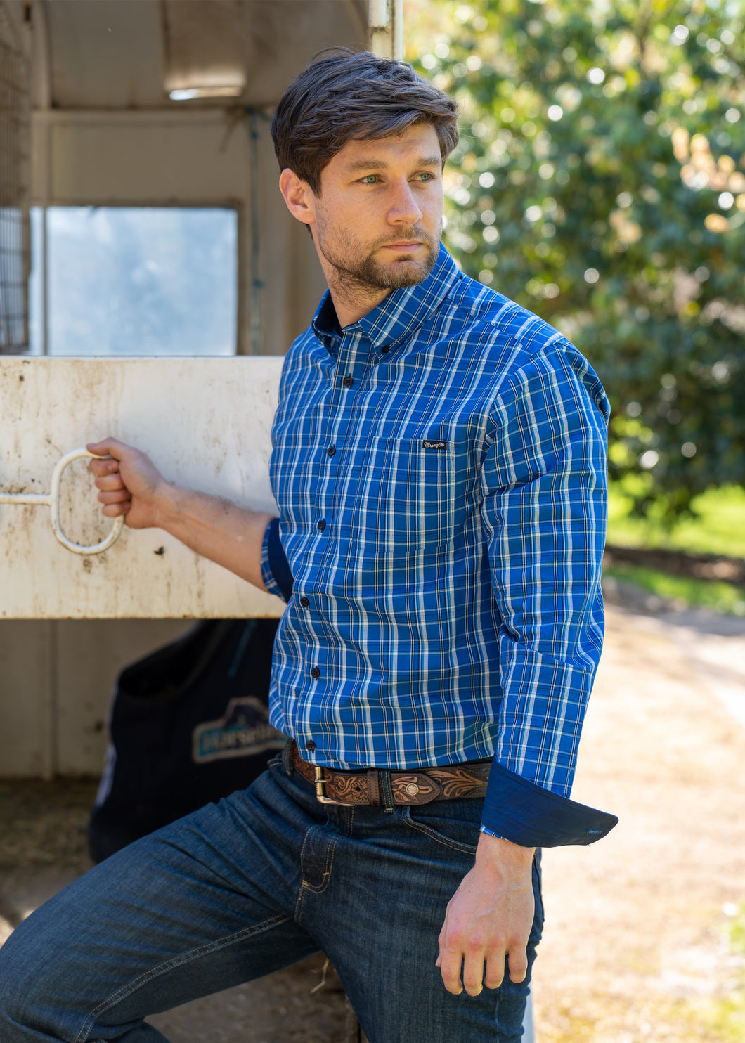 Wrangler Mens Addition Check Long Sleeve Shirt