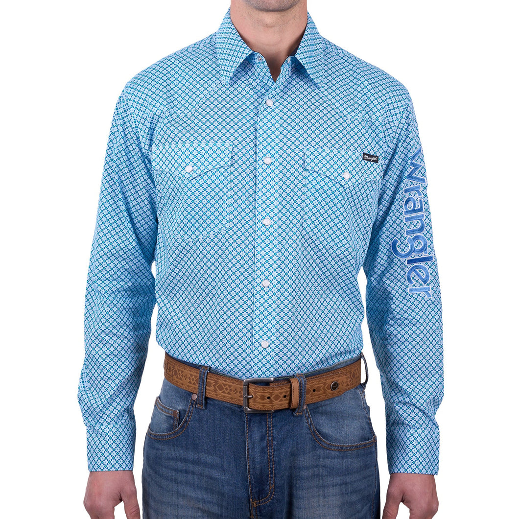WRANGLER MENS JUDE LOGO LONG SLEEVE SHIRT