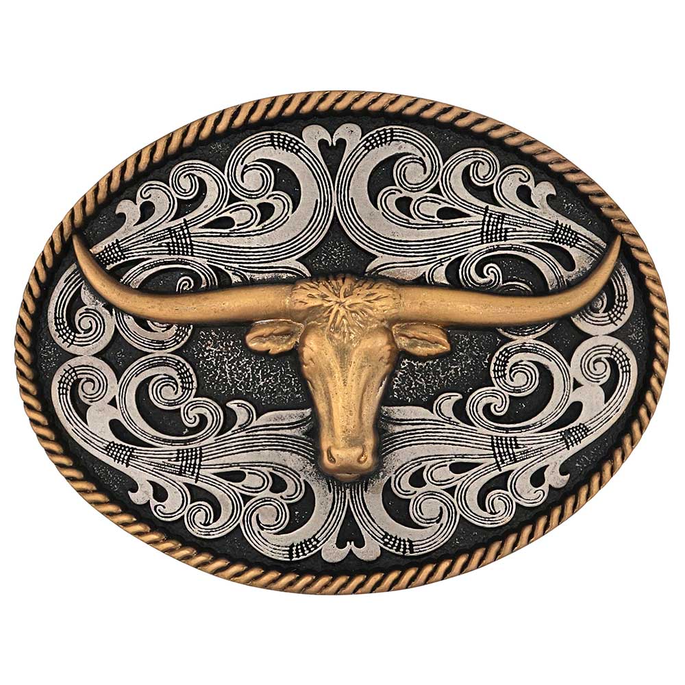 Montana Attitude Two-Toned Longhorn Buckle