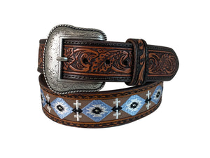 ROPER MENS HORSE BLANKET DESIGN GENUINE LEATHER BELT