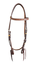 Load image into Gallery viewer, Headstall - Hermann Oak (USA) Basket Weave stamped Browband and leather Ties
