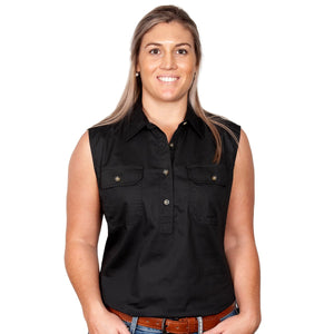JUST COUNTRY WOMENS KERRY SLEEVELESS 1/2 BUTTON