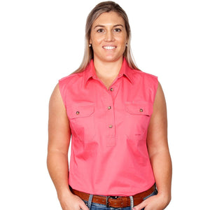JUST COUNTRY WOMENS KERRY SLEEVELESS 1/2 BUTTON