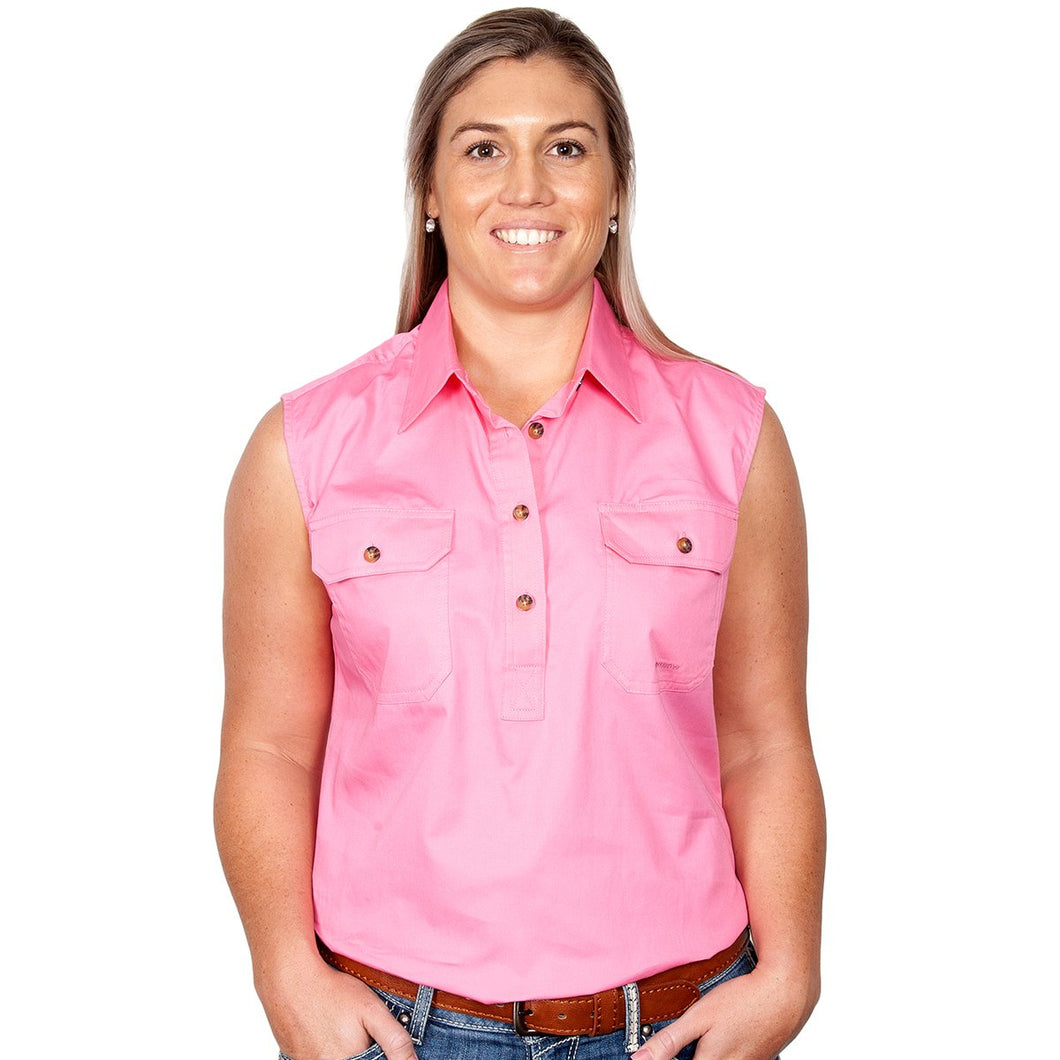 JUST COUNTRY WOMENS KERRY SLEEVELESS 1/2 BUTTON