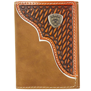 Ariat Basket Weave Overlay Tri-Fold Wallet | Saddleworld NT