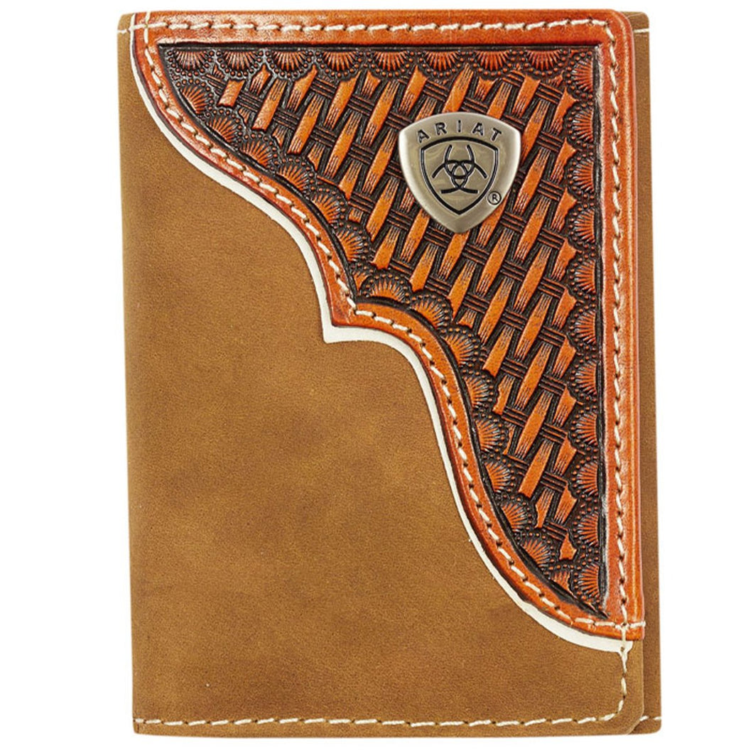 Ariat Basket Weave Overlay Tri-Fold Wallet | Saddleworld NT