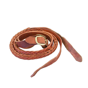 AUSTRALIAN STOCKMANS REDHIDE 3 PLAIT REINS