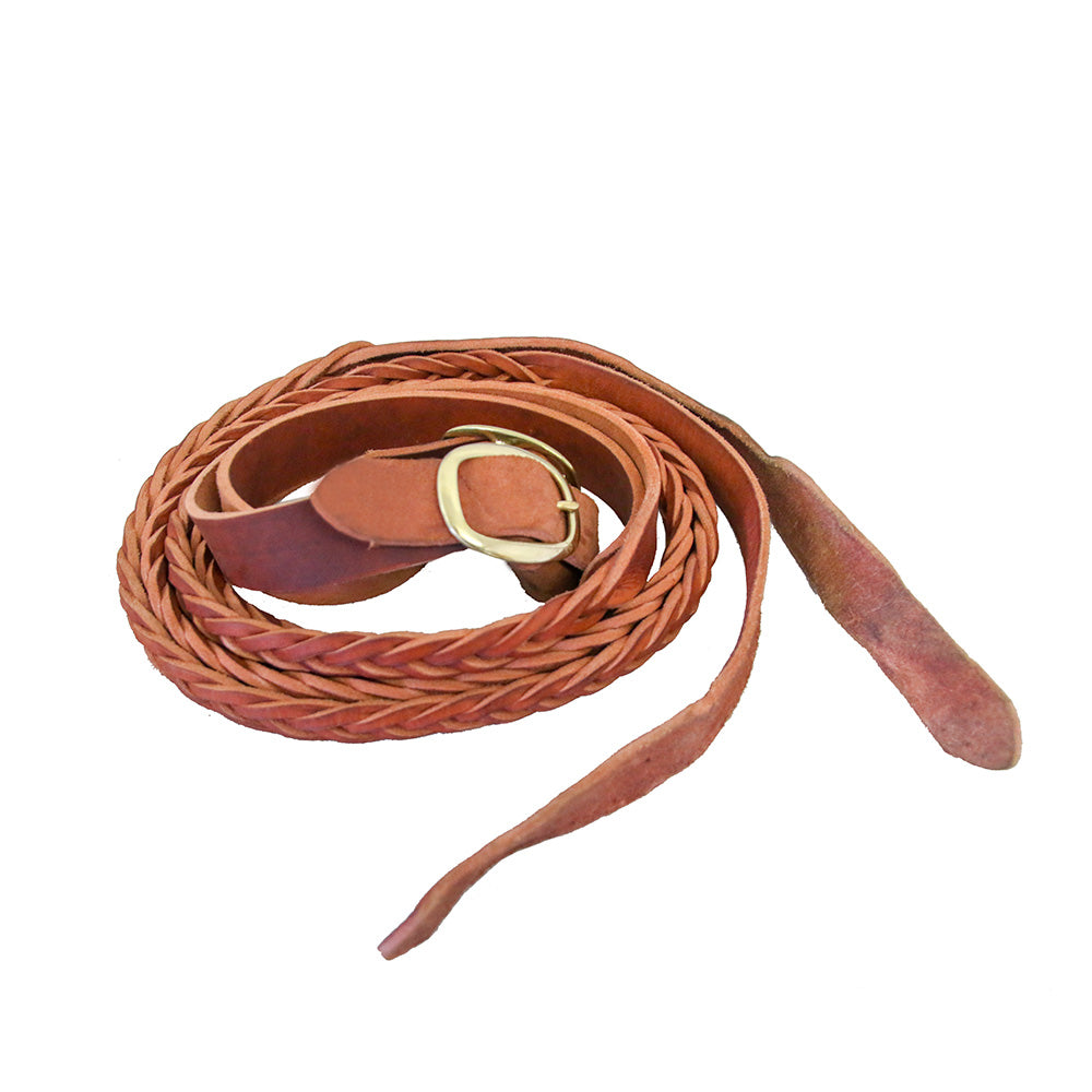 AUSTRALIAN STOCKMANS REDHIDE 3 PLAIT REINS