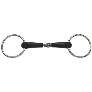 LOOSE RING SNAFFLE BIT WITH RUBBER COVERED MOUTH