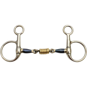 BLUE ALLOY BAUCHER HALF CHEEK SNAFFLE WITH ROLLER