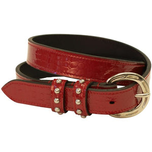 JEREMY & LORD PATENT CROC LEATHER BELT