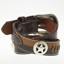 Load image into Gallery viewer, BOYS DARK BROWN FUAX LEATHER CONCHO BELT
