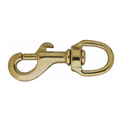 BRASS SNAPHOOK 3/4 ROUND SWIVEL EYE