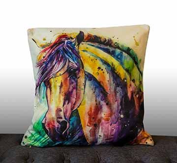 CUSHION COVER - WATER PAINTING HORSE HEAD 2