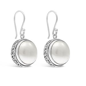 S & S PEARL DROP WITH FILAGRY EDGE EARRINGS