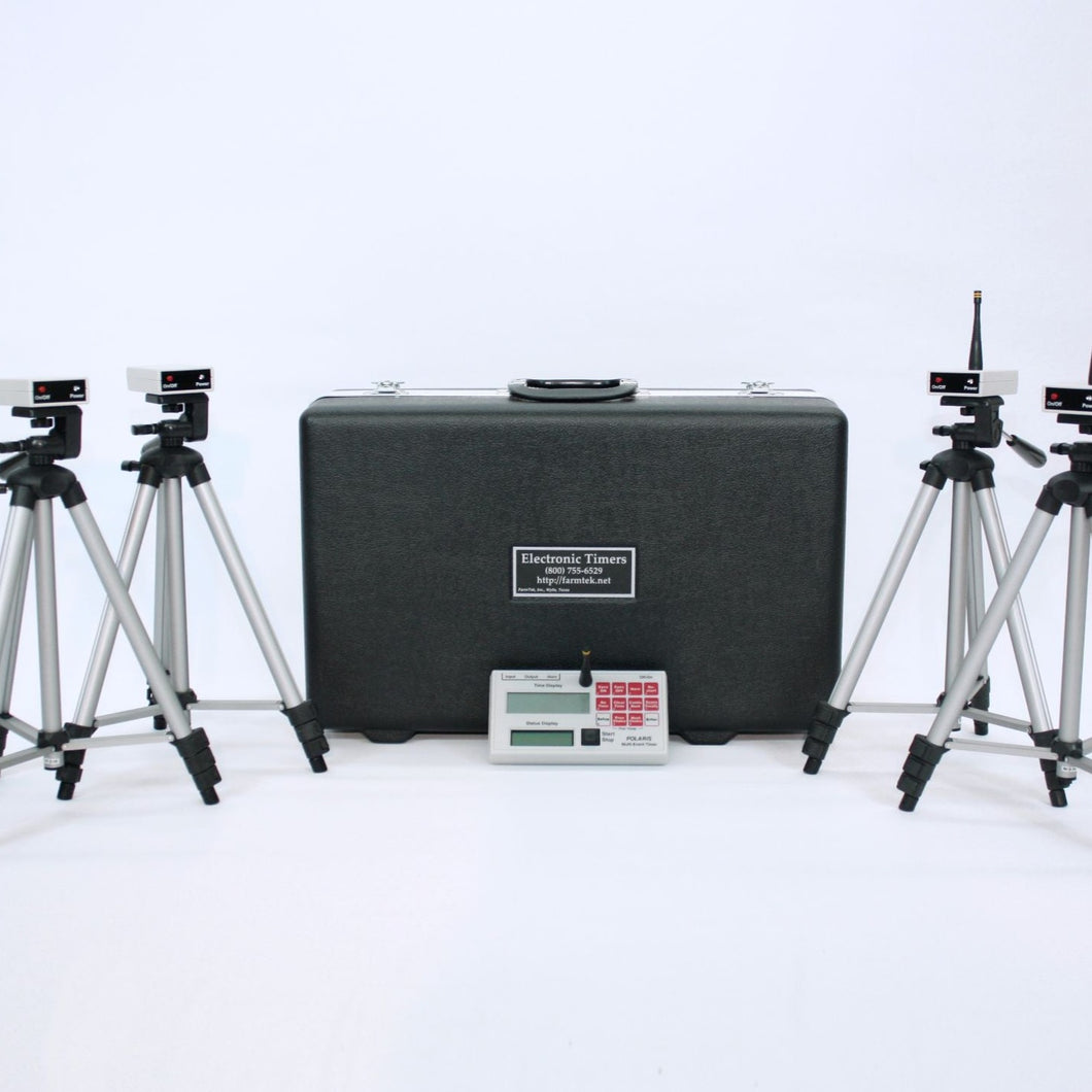 ELECTRONIC TIMING SYSTEM KIT WITH TWO ADDITIONAL SET OF EYES WITH TRIPODS